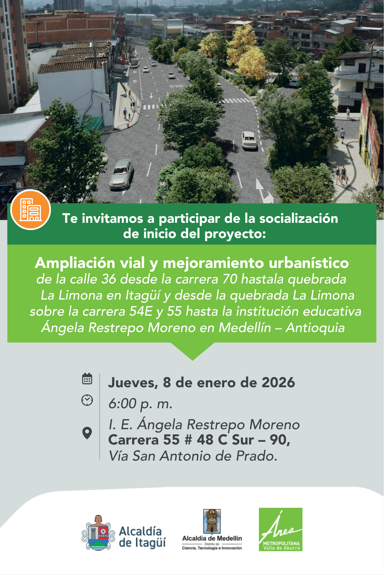 socialización del inicio del proyecto de ampliación vial y mejoramiento urbanístico de la calle 36 (vía La Limona).